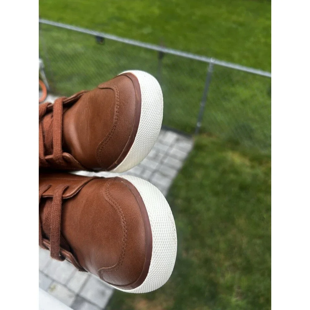 Wonder Nation Kids Size 4 Brown High Top Sneakers Lace Up Side Zip
